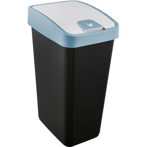 Keeeper - Afvalbak met flip deksel - 64x40x30 - 45 L - zwart/blauw
