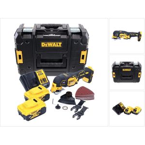 DeWalt DCS 355 P2 accu-oscillator multitool 18 V borstelloos + 2x accu 5,0 Ah + oplader + accessoires + TSTAK