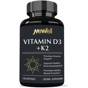 Vitamine D3 5000 IU K2  100 mcg – Botten & Immuunsysteem – 120 Caps