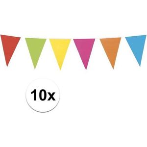 10x Vlaggenlijn vrolijke kleuren 10 meter - slingers