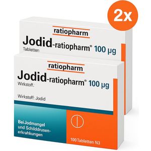 Jodium tabletten 200 stuks - Extra voordelig - 100 μg - Extra hoog gedoseerd - Halveerbare tabletten - Tegen straling & ter ondersteuning van de schildklier - Jodid - Jodium - Bescherming bij straling & rampen