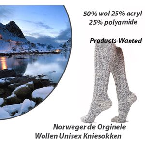 2-Paar Norweger de Orginele Geitenwollen Sokken - Extra Lang - Kniesokken - Maat 39-42
