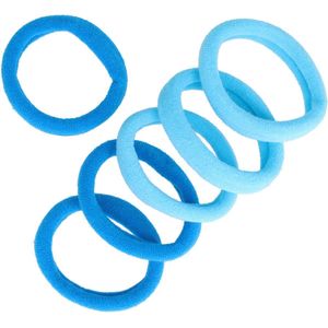 Haarsoires Haarelastieken basic - Endless 4cm - Blauw - Set van 6 - Eenvoudige Haar Elastieken voor Dagelijks Gebruik