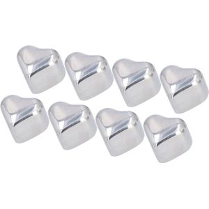 8 Stuks Hartvormige Rvs Whisky Stones - Herbruikbare Whisky Rocks voor Whisky Cocktails - Wijnkoeler voor Bar en Thuis