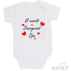 100% katoenen Romper ""U wordt overgroot opa"" Unisex Katoen Wit/zwart/rood Maat 62/68 Zwangerschap aankondigen - Bekendmaking zwangerschap - Zwangerschapsaankondiging