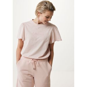 T-shirt With Flutter Sleeve Dames - Old Pink - Maat L