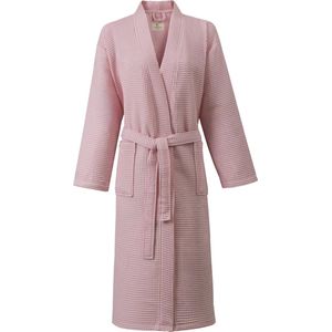Linden&Green - Unisex Sauna Badjas - 100% Katoen Wafel Badjas - M - Roze - Katoen wafel - Kimono - Wafel Badjas dames - Wafel Badjas heren - Badjas dames en heren