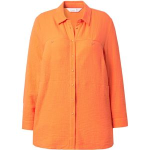 MIAMODA - Dames - Blouse A-lijn mousseline siernaden - Mandarijn - Maat 42