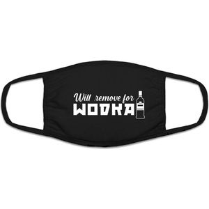 Wodka mondkapje |Grappig | gezichtsmasker | bescherming | bedrukt | logo | Zwart mondmasker van katoen, uitwasbaar & herbruikbaar. Geschikt voor OV