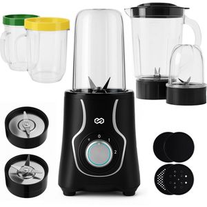 Infinity Goods Blender - Smoothie Maker - 3-in-1 - Blender To Go - 4 Bekers - 1000ML Kan - Mini Blender - Zwart