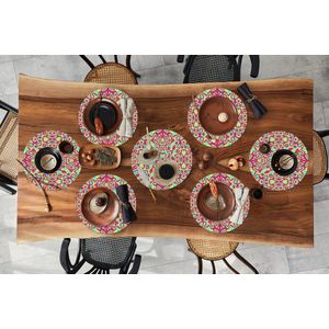 Ronde placemats - Onderlegger - Placemats rond - Abstract - Patroon - Lavalamp - Hippie - 8 stuks