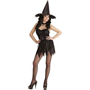 Widmann - Heks & Spider Lady & Voodoo & Duistere Religie Kostuum - Elegante Heks Luxe Kostuum Vrouw - Zwart - Small - Halloween - Verkleedkleding