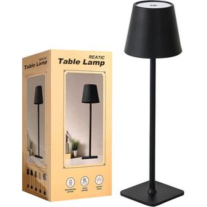 Reatic - Tafellamp - Tafellamp Draadloos - Tafellamp Oplaadbaar - Tafellamp Slaapkamer - Nachtlampje- Nachtlampje kinderen- Leeslamp - Lamp - Tafellamp Zwart - Dimbaar - 38 CM