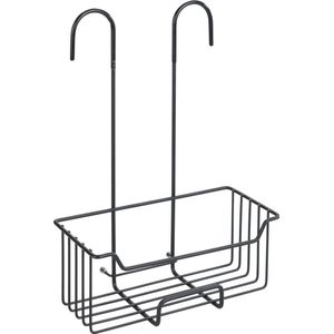 WENKO Doucherek Milo RVS zwart 25x36cm - Doucherek zonder boren - Doucherek hangend zwart - Douchemand