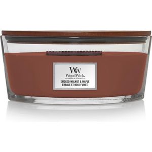 WoodWick Heartwick Flame Ellipse Geurkaars - Smoked Walnut & Maple