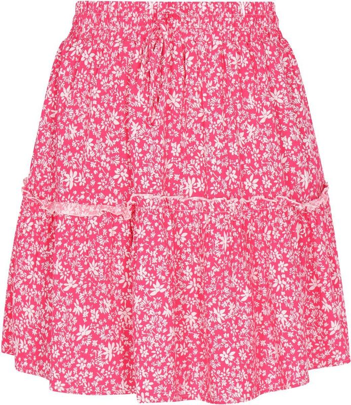 MYMO - Rok - Pink/Wit - Volantrok - Bloemenprint