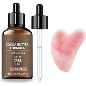 Cocoa Butter Olie 100 ML - 100% Puur & Natuurlijk - Incl. Gua Sha + Ebook