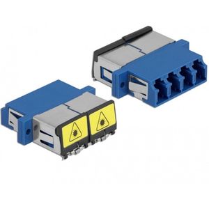Optische vezelkoppeling met laserbescherming Flip LC Quad Vrouw naar LC Quad Vrouw Single-modus Blue