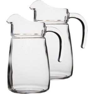 2x stuks glazen schenkkannen/karaffen 2,3 liter - Sapkannen/waterkannen/schenkkannen