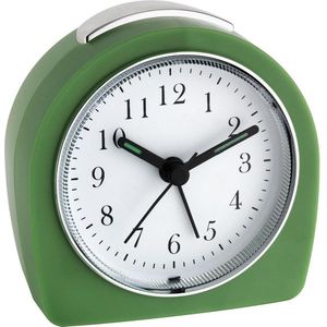 TFA 60.1021.04 - Wekker - Analoog - Quartz - Stil uurwerk ""Sweep"" - Alarm - Snooze - Achtergrondverlichting - Groen