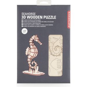 Kikkerland 3D puzzel van hout - In de vorm van een Zeepaardje - Vrijetijdsbesteding - Decoratief