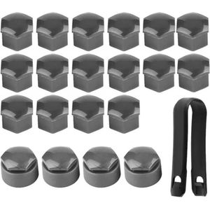 Schroeven wielmoerkapjes 20 stuks autonaaf schroefafdekking 17 mm moer autowiel - autonaaf diefstalbeschermkap autowielboutdoppen - grijs .