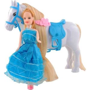 Jonotoys Pop Met Paard Loving Horse Junior 15-18 Cm Blauw/wit