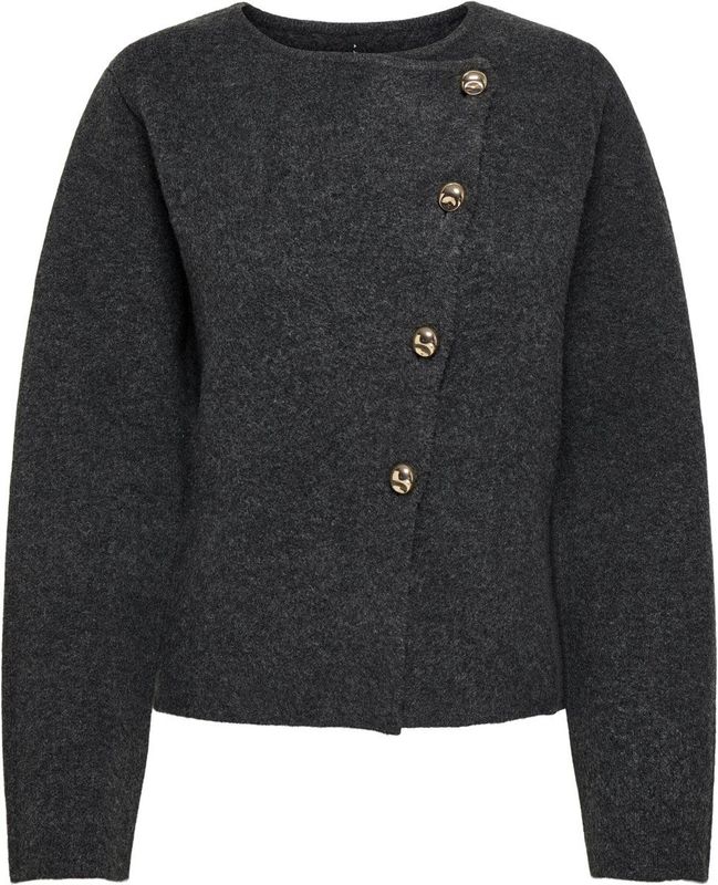 Only Vest Onlmella Life Ls Button Jacket Knt 15365335 Dark Grey Melan/gold Button Dames Maat - XS