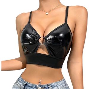 Glanzend Sexy Topje - BH - Zwart - Festival - Lingerie - Dames
