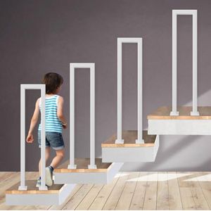 U-vormige Trapleuning voor Binnen en Buiten - Elegante Balustrade met Schroevenset - 95 cm - Wit