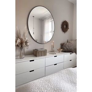 Nordic Style - Ronde Spiegel - Zwart - 100x100cm - Wandspiegel - Badkamerspiegel