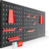 AREBOS - Gereedschapswand - Geperforeerd Metaal - 34-delige Houderset