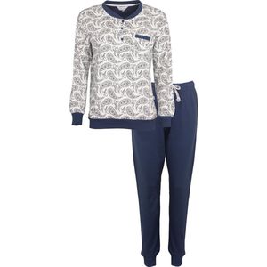 Tenderness Dames Pyjama - Fleece - Polo Sluiting - Blauw - Maat XL