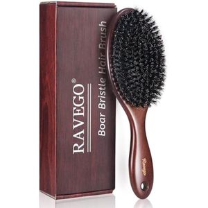 Haarborstel voor Dames, Heren en Kinderen - Natuurlijke Wildzwijnharen Borstel voor Dun en Fijn Haar