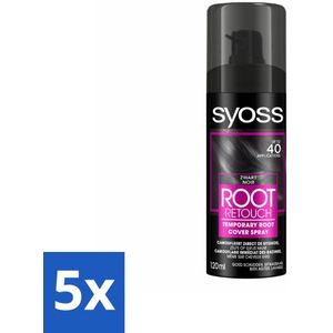 5 x SYOSS - Uitgroeispray Zwart - Uitgroeispray - Kleurbescherming - Directe Grijsdekking - Uitgroeispray - Kleurbescherming - Directe Grijsdekking - Tijdelijke Camouflage - Haarkleurbeurten