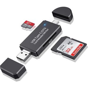 Kaartlezer voor SD en Micro SD - USB Type C & Micro USB OTG Adapter - Draagbare USB 2.0