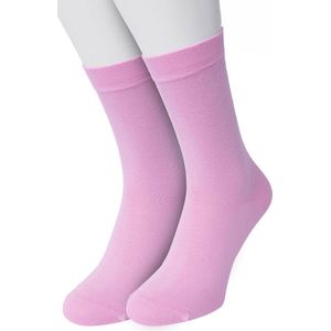 Bonnie Doon Basic Sokken Dames Licht Roze maat 36/42 - 2 paar - Basis Katoenen Sok - Gladde Naden - Brede Boord - Uitstekend Draagcomfort - Perfecte Pasvorm - 2-pack - Multipack - Effen - Soft Pink - OL834222.53