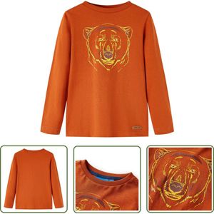 vidaXL Meisjeskleding - Kinderkleding - Kindershirt met lange mouwen 92 lichtroestkleurig - Jongenskleding - Langmouwshirts - Babykleding