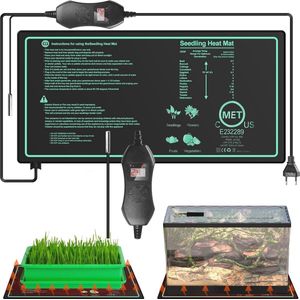 Duurzame verwarmingsmat voor planten met thermostaat, 25 x 50 cm, voor optimale groei en kieming