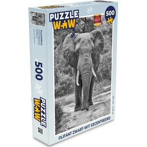 Puzzel Olifant zwart-wit gecentreerd - Legpuzzel - Puzzel 500 stukjes