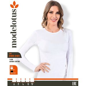 2pack Mode Lotus Katoen Lange Mauw Dames Onderhemd Kleur:Wit Maat L