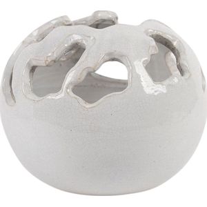 Rasteli Decoratie Globe-Bol-Waxinelichthouder Raku Wit D 15 cm H 15 cm