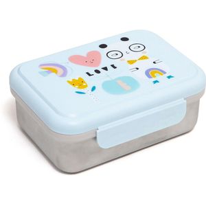 Petit Monkey Lunchbox van roestvrij staal, panda - Brooddoos - Broodtrommel - Blauw