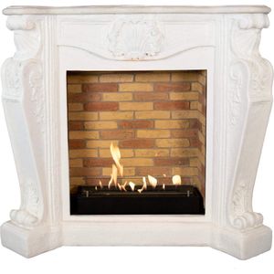 Xaralyn Louis BST-W bio-ethanol open haard - Witte natuurstenen haardombouw - 3 KW verwarming