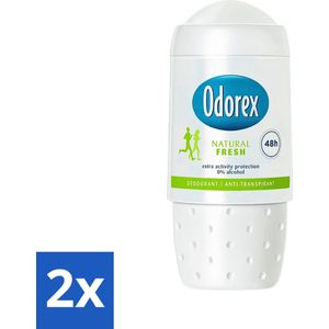 2 x Odorex - Deodorant Roller - Natural Fresh - Natuurlijke Frisheid - 50 ml - Deodorant - Antitranspirant - Alcoholvrij - Natuurlijke Deodorant - Deodorant Roller