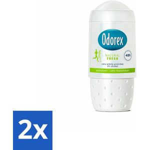 2 x Odorex - Deodorant Roller - Natural Fresh - Natuurlijke Frisheid - 50 ml - Deodorant - Antitranspirant - Alcoholvrij - Natuurlijke Deodorant - Deodorant Roller