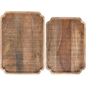 Dienblad Sam - Hout - 48cm en 40cm - Plateau decoratie - Set 2 stuks