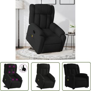 The Living Store Sta-op-massagestoel verstelbaar stof zwart - Stapstoel - Massagestoel - Elektrisch Bedienbare Stoel - Ergonomische Stoel - Relaxfauteuil
