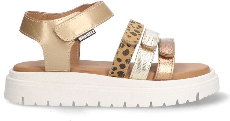 Braqeez - 425420-737 - Platte Sandalen - Goud - Leer - Klittenband
