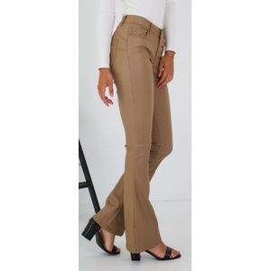 Ana & Lucy | Flared - Push up | ""Leren"" broek | Beige | Maat 42